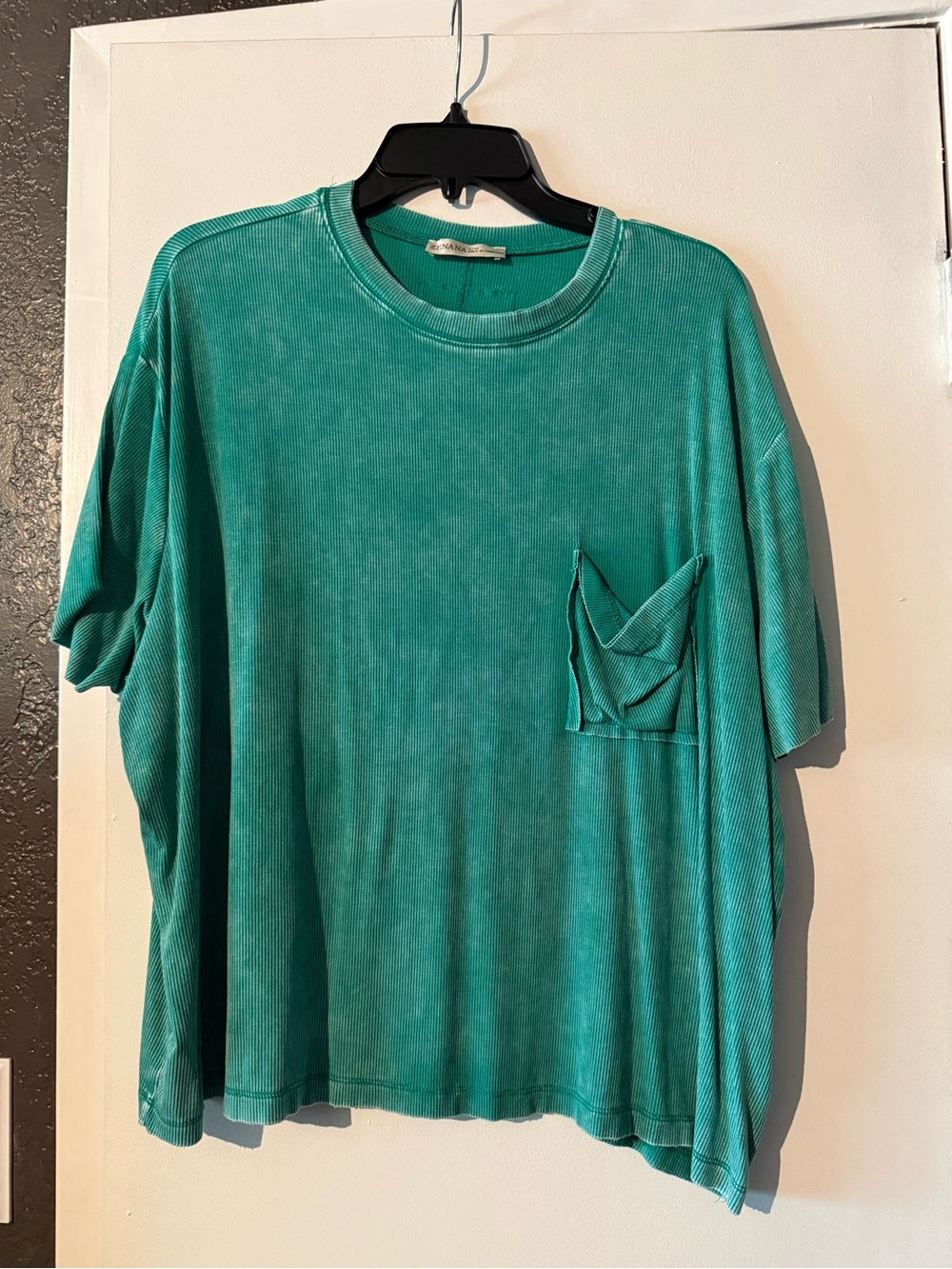 Zenana Outfitters Oversized Pocket Tee - Teal